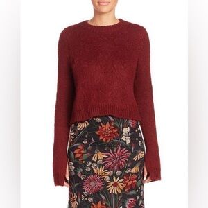 Cinq a Sept Womens Causal Fluffy Knits Sweater Cozy Red Crop Small Designer